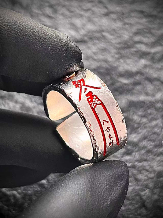 Taoist sterling silver engraved ring by DAOGEN LIFE