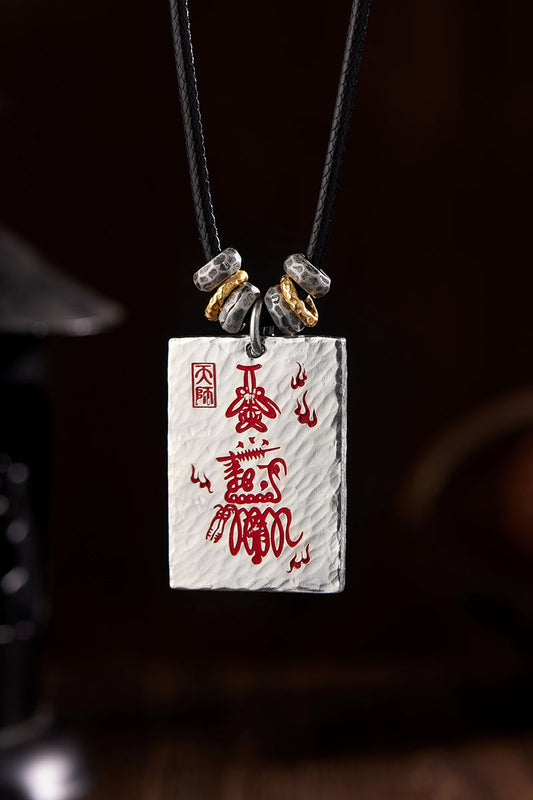 Taoist sterling silver engraved pendant necklace by DAOGEN LIFE